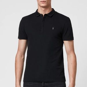AllSaints Black Sandringham Short Sleeve Polo XXL MSRP:$89
